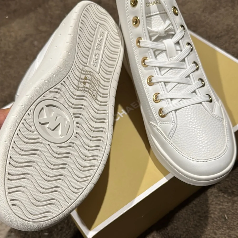 Michael Kors White and Gold High-Top Sneakers - Picture 4 of 4
